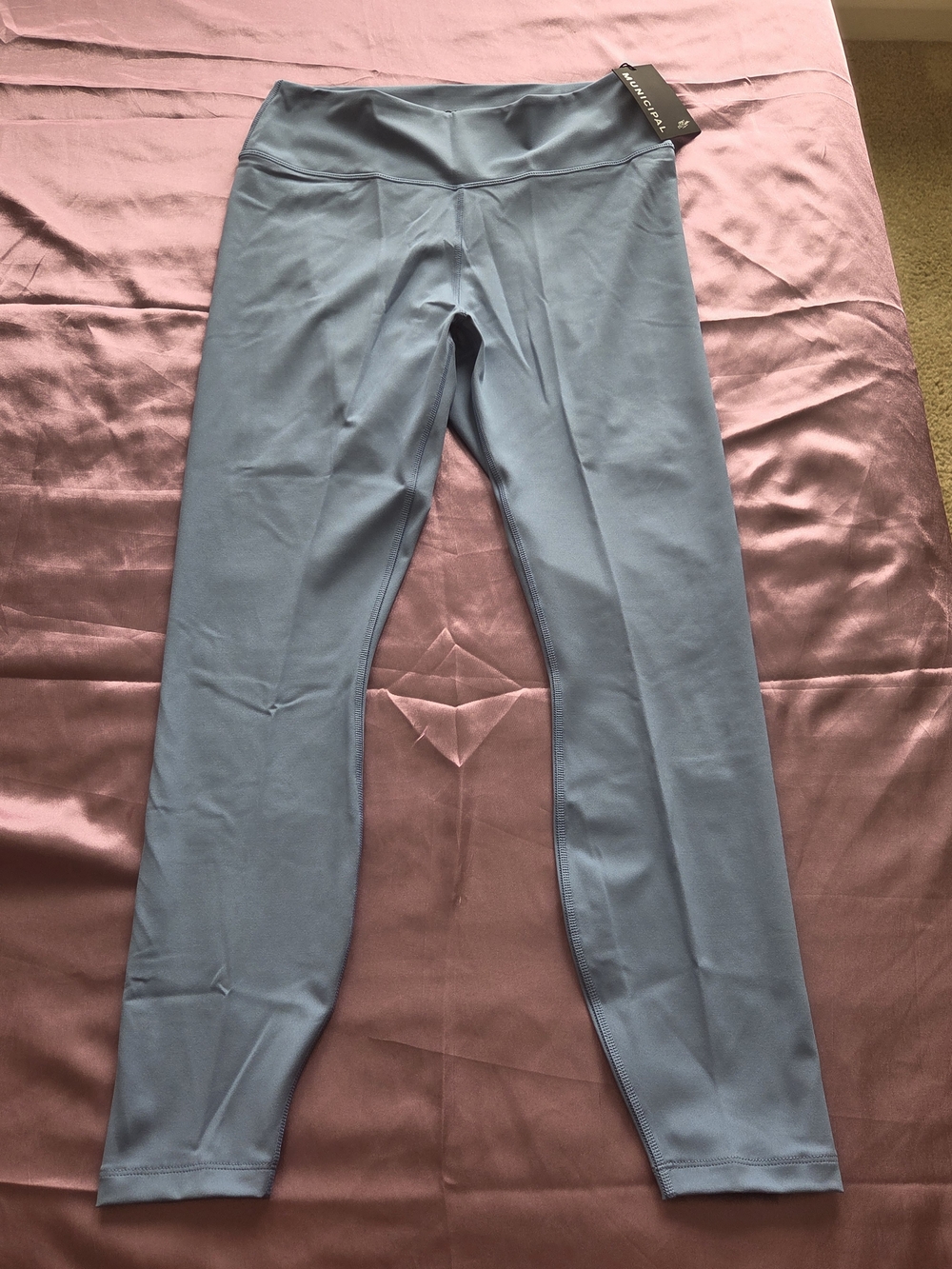 NWT Municipal Activewear Slate Blue High-Waist Leggings - Size L